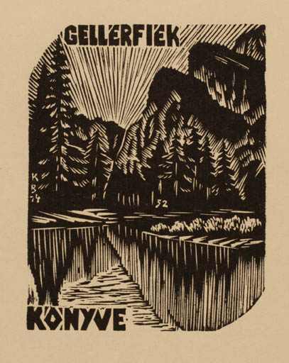 Exlibris by Kosa Balint from Romania for ? Gellerfiek - Scenery/Landscape Forest Tree 