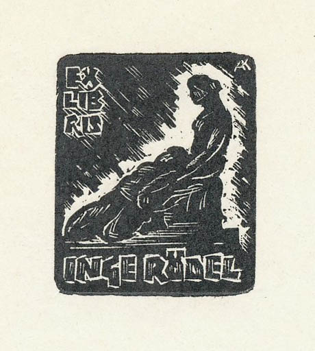 Exlibris by Kàroly Andrusko from Yugoslavia for Inge Rödel - Mythology 