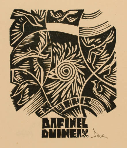 Exlibris by Dafinel Duinea from Romania for Dafinel Duinea - Abstract Bird 