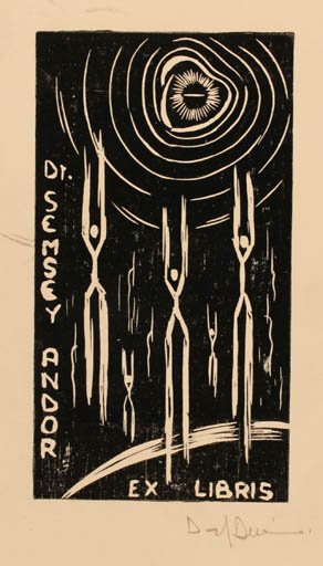 Exlibris by Dafinel Duinea from Romania for Dr. Andor Semsey - Abstract 