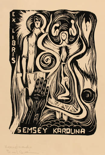 Exlibris by Dafinel Duinea from Romania for Karolina Semsey - Hand(s) Woman 