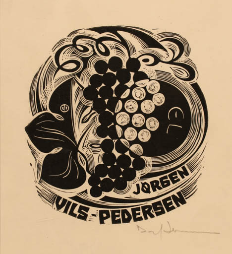 Exlibris by Dafinel Duinea from Romania for Jørgen Vils Pedersen - Wine 