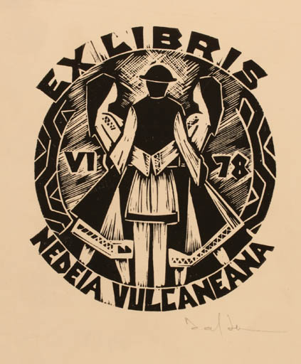 Exlibris by Dafinel Duinea from Romania for Nedeia Vulcaneana - Dancing Group 