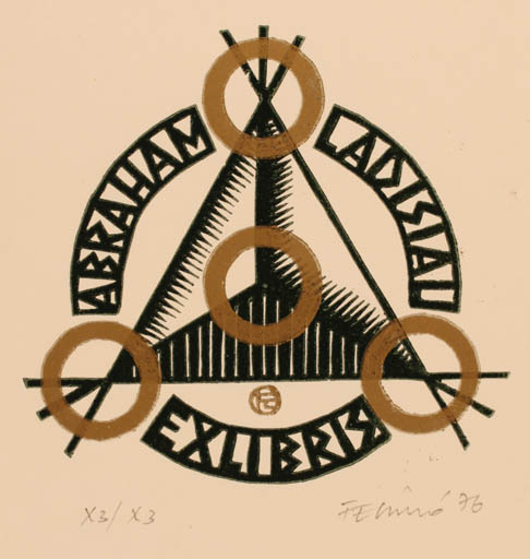 Exlibris by Ladislav Feszt from Romania for Ladislau Abraham - Abstract 