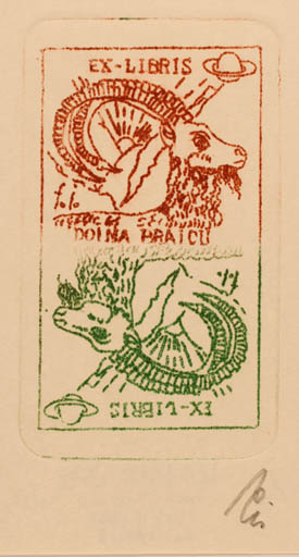 Exlibris by Franz Illi from Romania for Prof. Doina Braicu - Fauna Cosmos 