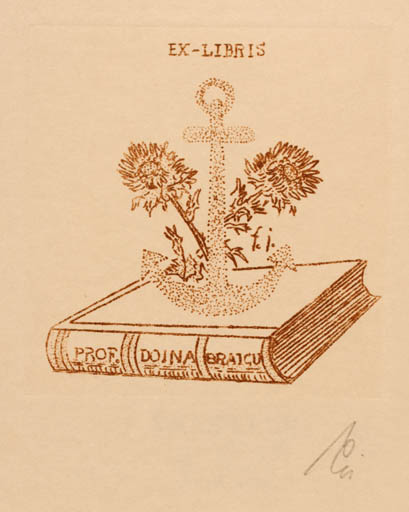 Exlibris by Franz Illi from Romania for Prof. Doina Braicu - Flower Book Maritime 