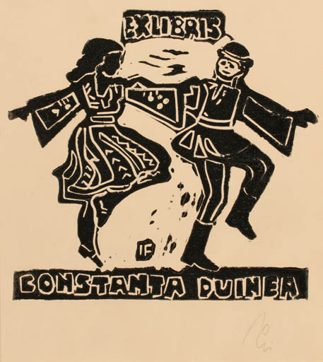 Exlibris by Franz Illi from Romania for Constanta Duinea - Dancing 