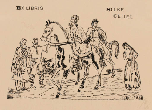 Exlibris by Franz Illi from Romania for Silke Geitel - Group Horse Horseman/Rider 