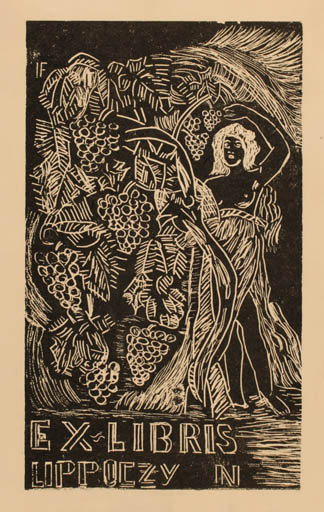 Exlibris by Franz Illi from Romania for Ing. Nobert Lippóczy - Woman Wine 