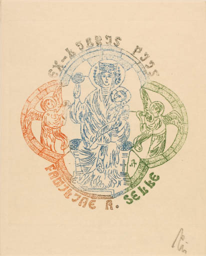 Exlibris by Franz Illi from Romania for Erika & Andreas Selle - Madonna Religion 