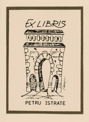 Exlibris by Prof. Eugen Moga from Romania for Prof. Virgil Ludu - Architecture Castle/Palace 