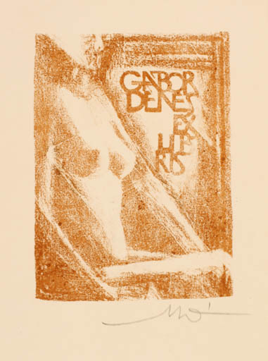 Exlibris by Denes Molnar from Romania for Denes Gabor - Woman Nude 