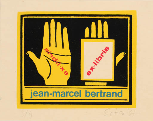 Exlibris by Petca Ovidiu from Romania for Jean-Marcel Bertrand - Hand(s) 