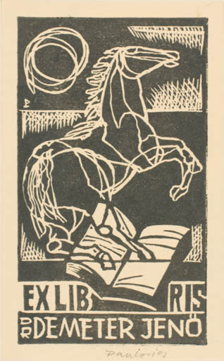 Exlibris by Laszlo Paulovics from Romania for Dr. Jenö Demeter - Book Horse 