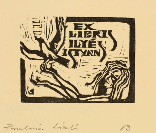 Exlibris by Laszlo Paulovics from Romania for Istvan Ilyes - Bird Woman 