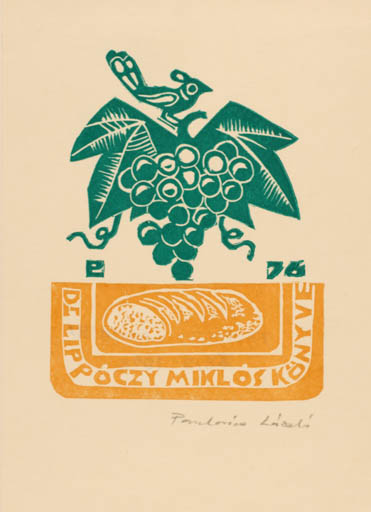 Exlibris by Laszlo Paulovics from Romania for Dr. Nicholas Lippoczy - Food Wine 