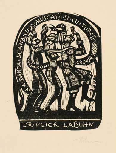 Exlibris by Alexandru Radulescu from Romania for Dr. Peter Labuhn - Dancing 