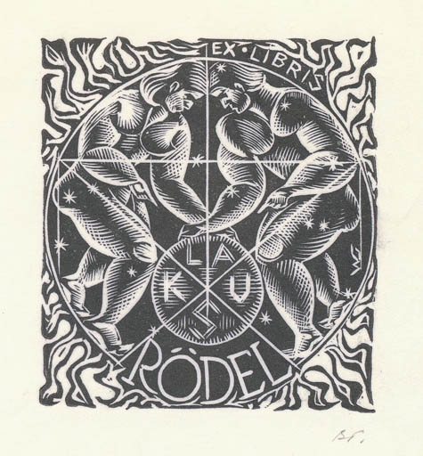 Exlibris by Wladimir G. Gontsjarow from Soviet Union for Klaus Rödel - Cosmos Couple 