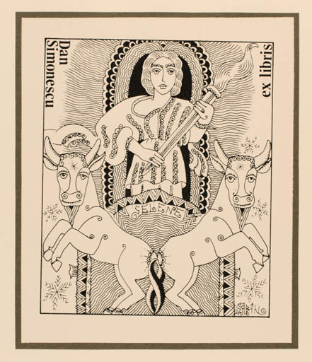 Exlibris by Sabin Stefanuta from Romania for Dan Simonesch - Man Mythology 