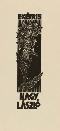 Exlibris by Zsolt Vecserka from Romania for Laszlo Lazar Nagy - Flower Flora 