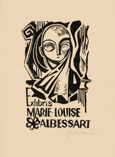 Exlibris by Gheorghe Vlaicu from Romania for Marie-Louise Albessart - Woman Portrait 