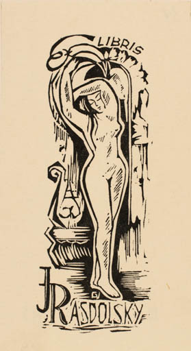 Exlibris by Gheorghe Vlaicu from Romania for J. Radolsky - Woman 