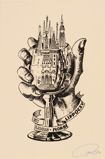 Exlibris by Michail Toshkoff from Bulgaria for Ing. Nobert Lippóczy - Architecture City Hand(s) 