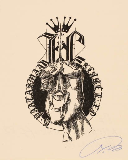 Exlibris by Michail Toshkoff from Bulgaria for J. H. Paalasmaa - Hand(s) Medicine 