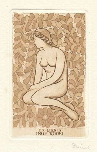 Exlibris by Victor Dàniel from Hungary for Inge Rödel - Mermaid Mythology 