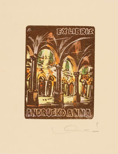 Exlibris by Kàroly Andrusko from Yugoslavia for Anna Andrusko - Architecture Castle/Palace 