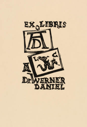 Exlibris by Kàroly Andrusko from Yugoslavia for Dr. Werner Daniel - 