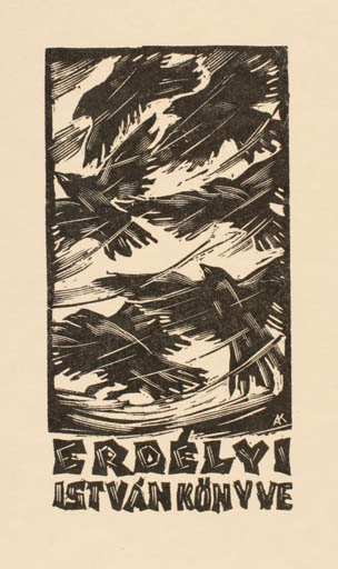 Exlibris by Kàroly Andrusko from Yugoslavia for Istvan Erdelyi - Fauna Bird 