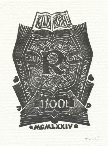 Exlibris by Jerzy Druzrycki from Poland for Klaus Rödel - Literature 