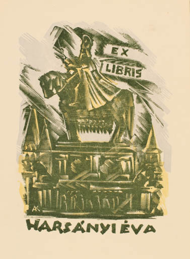 Exlibris by Kàroly Andrusko from Yugoslavia for Eva Harsanyi - Horseman/Rider 