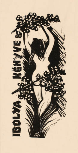 Exlibris by Kàroly Andrusko from Yugoslavia for ? Ibolya - Flora Woman 