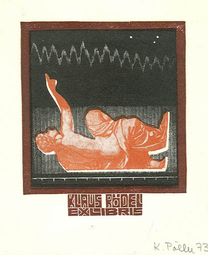 Exlibris by Kaljo Pöller from Estonia for Klaus Rödel - Science 