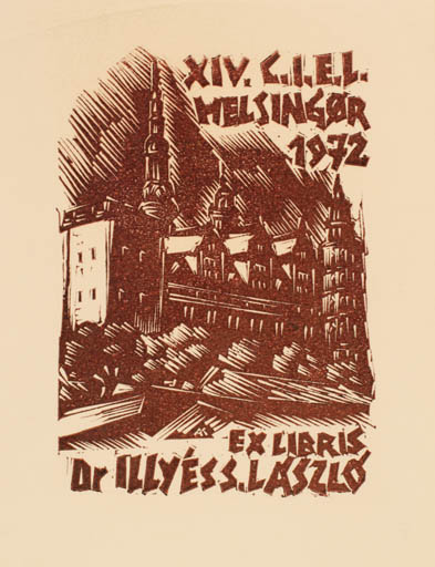 Exlibris by Kàroly Andrusko from Yugoslavia for Sàndor Laszlò Dr. Illyès - Castle/Palace Exlibris Congress 