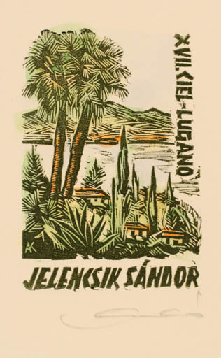 Exlibris by Kàroly Andrusko from Yugoslavia for Sandor Jelencsik - Exlibris Congress Scenery/Landscape 