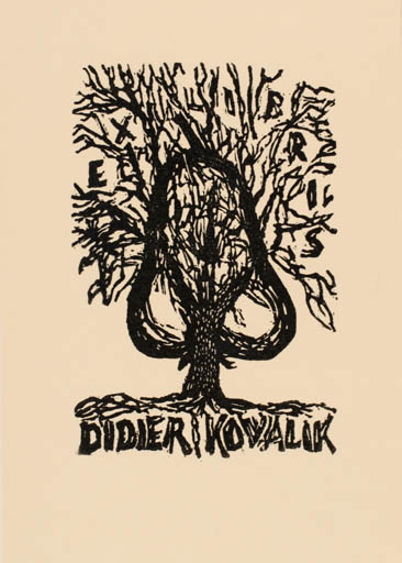 Exlibris by Kàroly Andrusko from Yugoslavia for M. Didier Kowalik - Flora Tree 