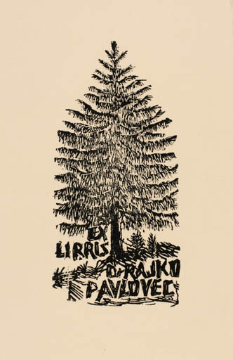 Exlibris by Kàroly Andrusko from Yugoslavia for Dr. Rajko Pavlovec - Flora Tree 