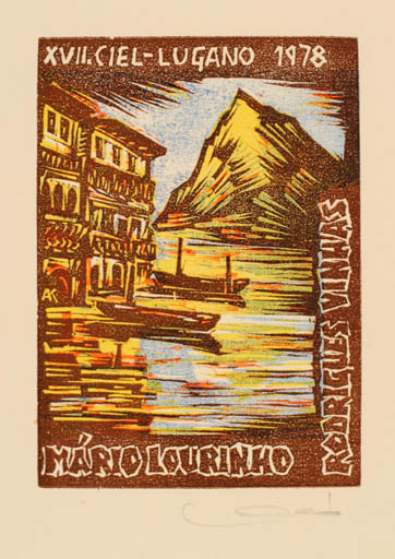 Exlibris by Kàroly Andrusko from Yugoslavia for Mario Rodrigues Vinhas - Mountain Exlibris Congress Maritime 