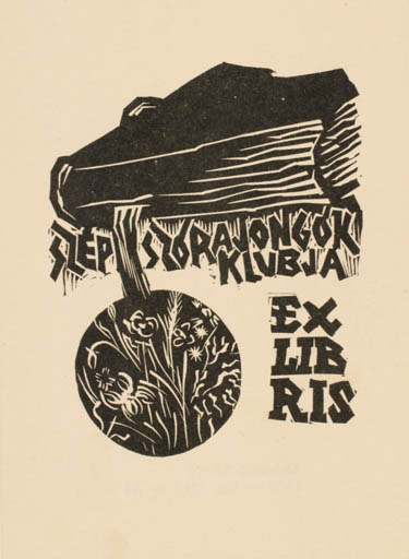 Exlibris by Kàroly Andrusko from Yugoslavia for ? Szerszorajongok Klubja - Book Flora 