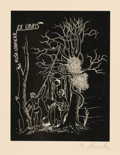 Exlibris by Branko Lovak from Yugoslavia for Lobnikar Nusa - Working Flora Group Tree 