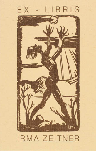 Exlibris by Izidor Mole from Yugoslavia for Irma Zeitner - Scenery/Landscape Man 