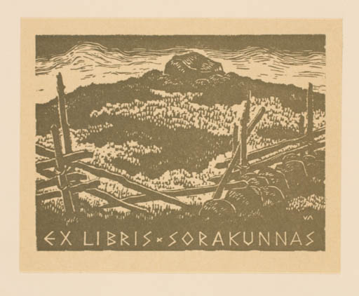 Exlibris by Vilho Askola from Finland for Onni Sorakunnas - Flora Scenery/Landscape 