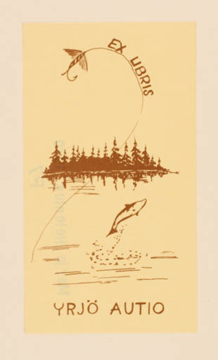 Exlibris by Marja Helenius from Finland for Yrjö Autio - Fauna Fish Hobby 