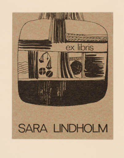 Exlibris by Nelly Jurvelius from Finland for Sara Lindholm - Abstract 