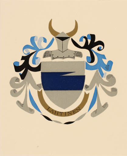 Exlibris by Toimi Kiviharju from Finland for Reino Lahtinen - Heraldry 