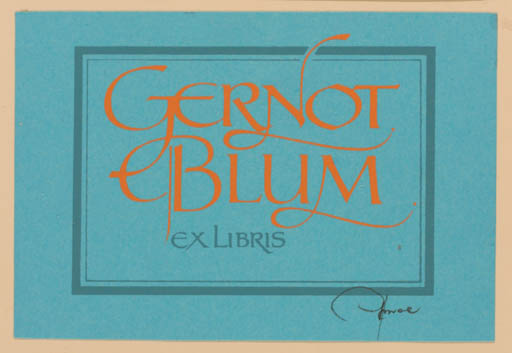 Exlibris by Hannu Paalasmaa from Finland for Dr. Gernot Blum - Text/Writing 