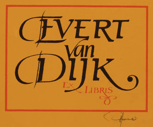 Exlibris by Hannu Paalasmaa from Finland for Evert van Dijk - Text/Writing 